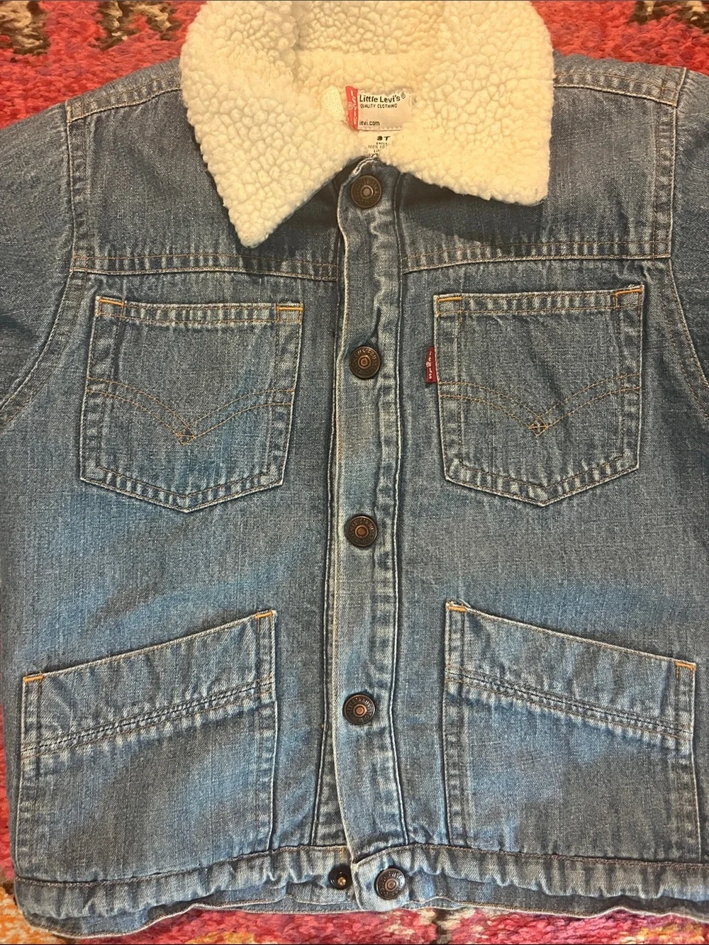 Levi's Blue Denim Jacket with Cream Sherpa Collar